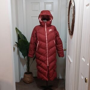 Nike Women's Burgundy Long Puffer Jacket